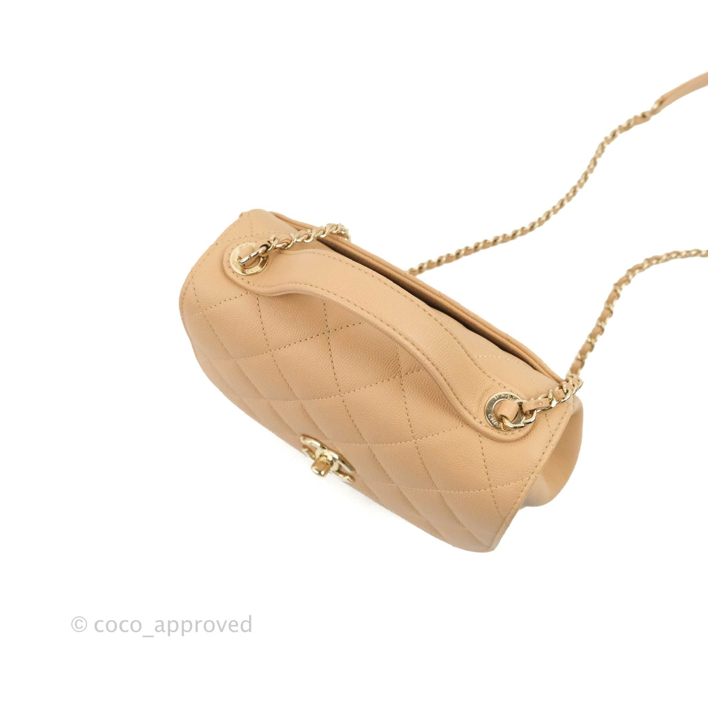 Chanel Quilted Small Business Affinity Flap Beige Caviar Gold Hardware