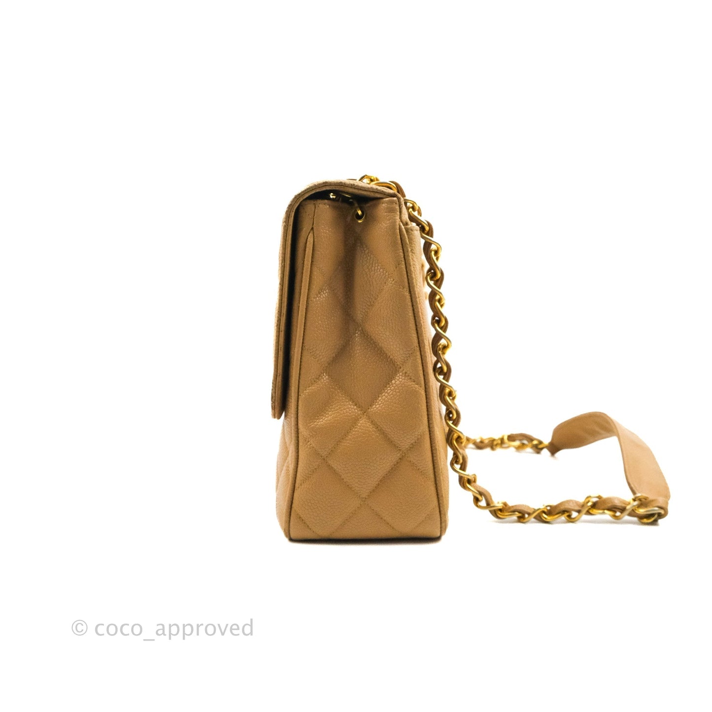 Chanel Vintage CC Large Square Flap Bag Beige Caviar 24K Gold Hardware