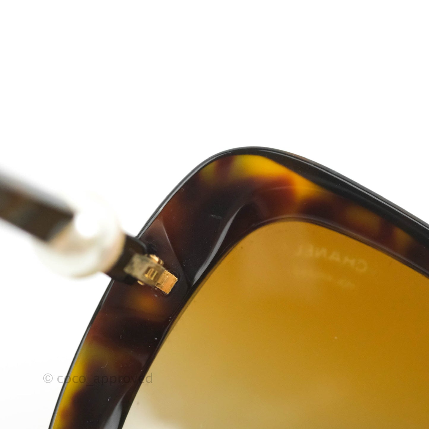 Chanel Tortoise Shell Oversized Frame Pearl CC Sunglasses