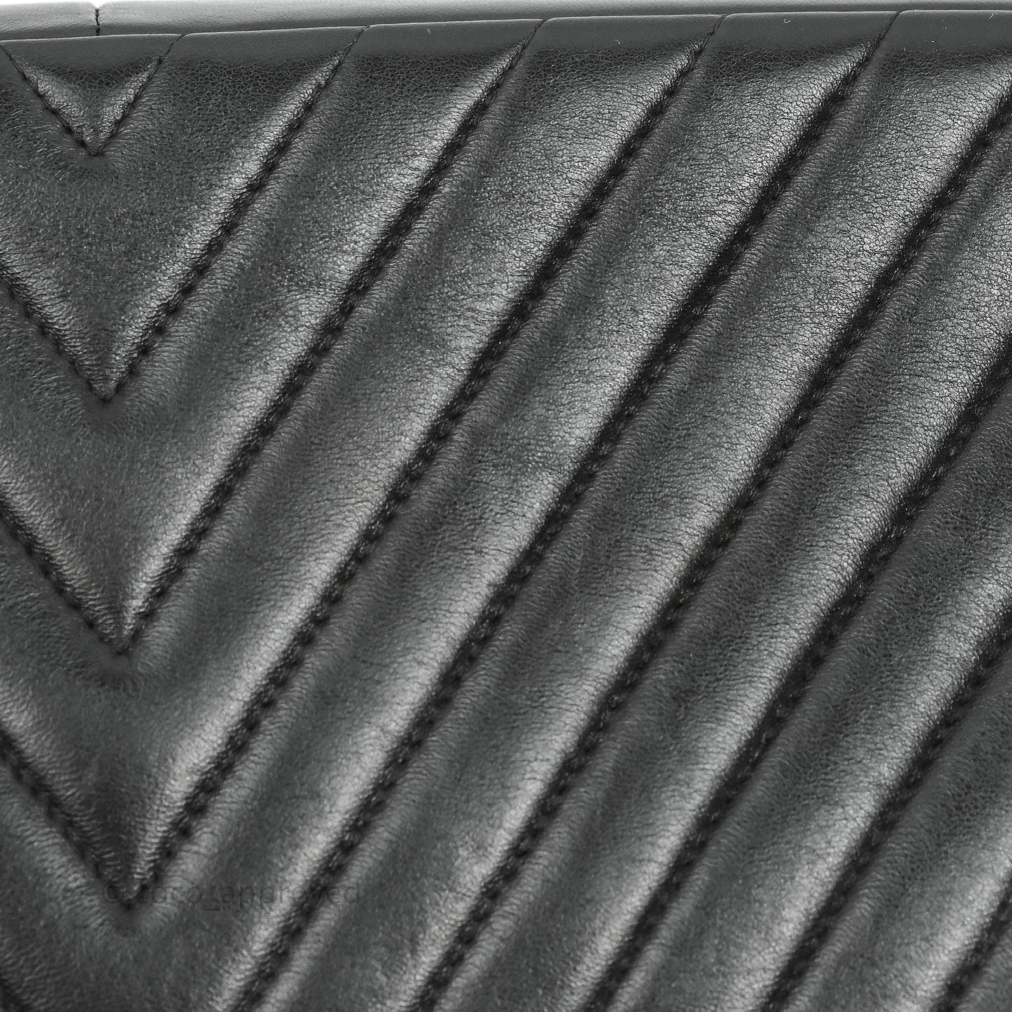 Chanel Large Chevron Single Flap Bag Black Calfskin Gold Hardware