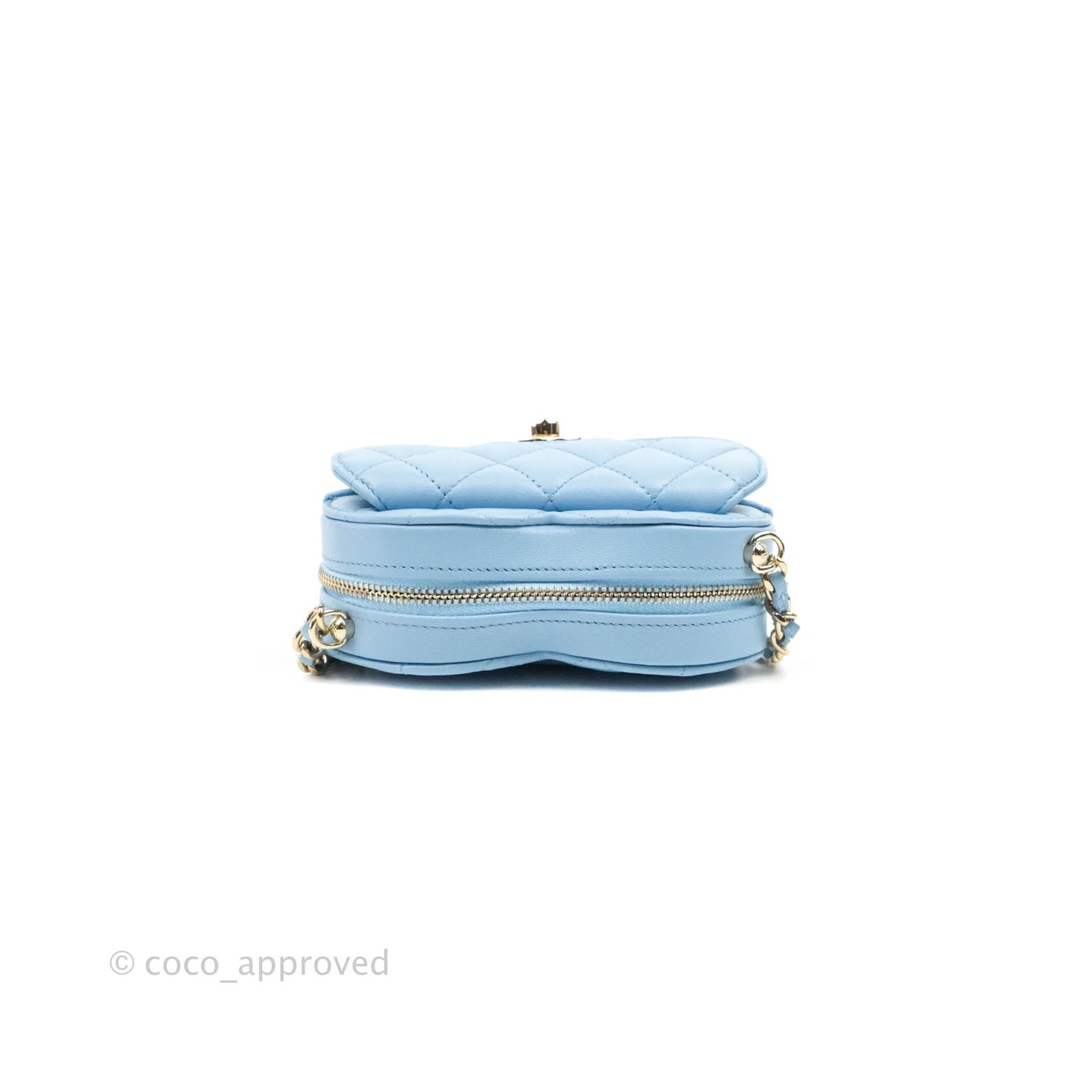 Chanel Small Heart Bag Blue Lambskin Gold Hardware 22S