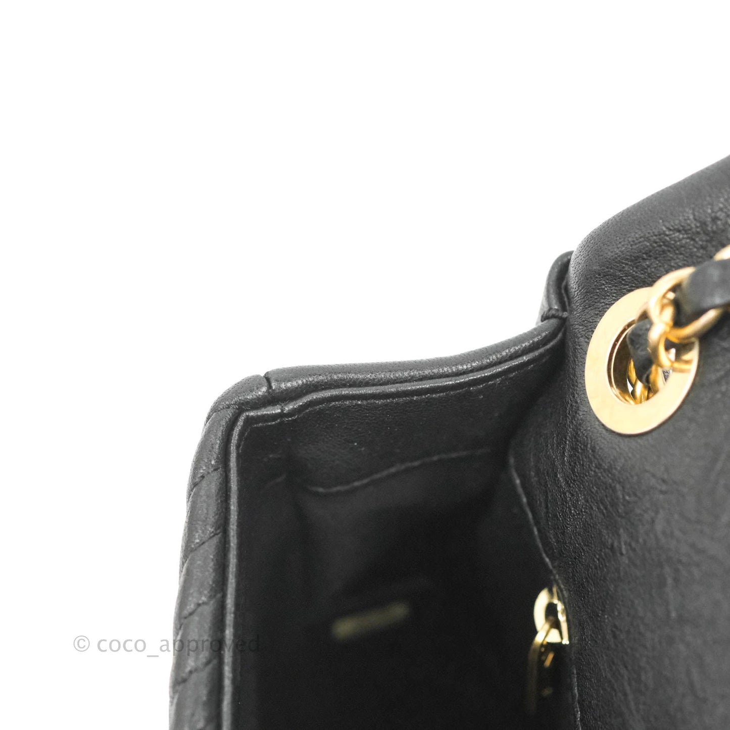 Chanel Medium Chevron Surpique Flap Black Calfskin Aged Gold Hardware