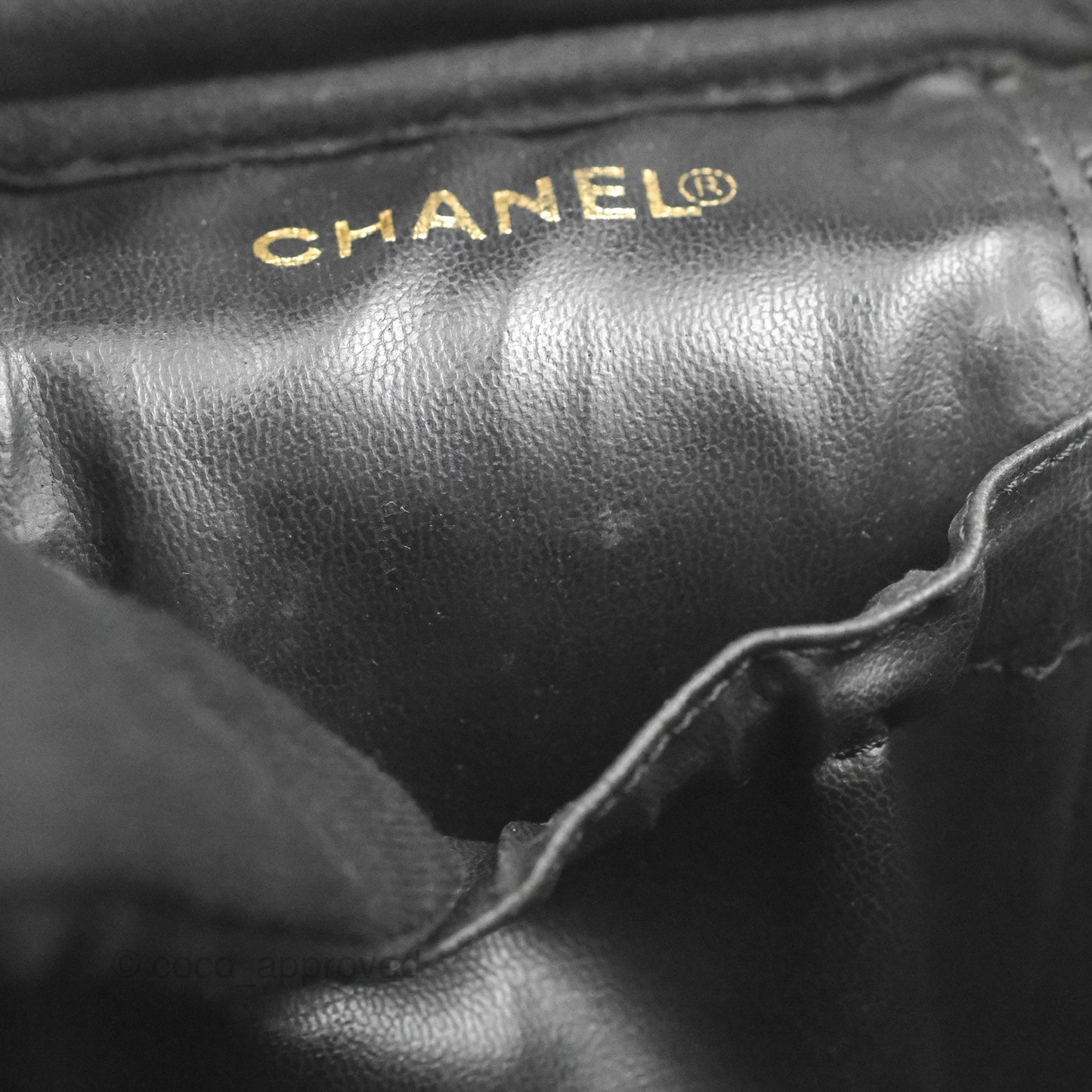 Chanel Vintage Vanity Case Black Caviar Gold Hardware