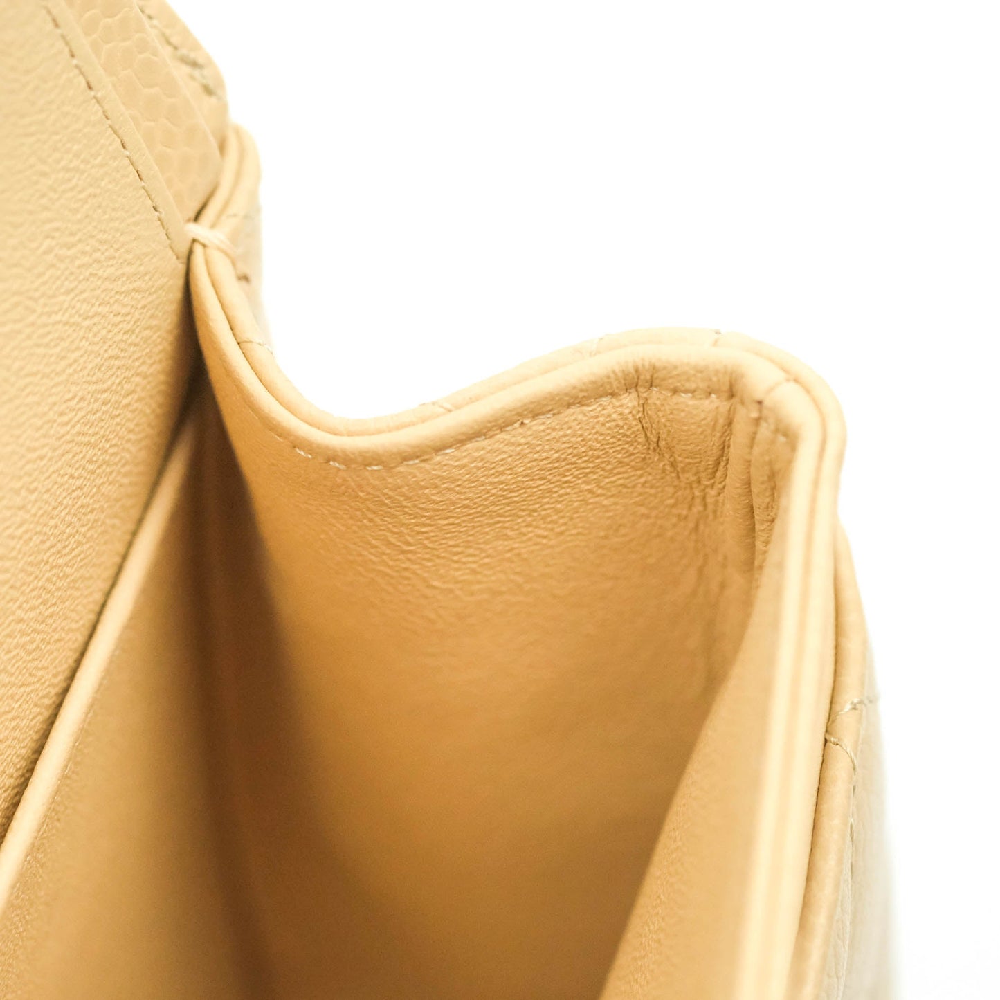 Chanel Small Classic Quilted Flap Beige Caviar Gold Hardware