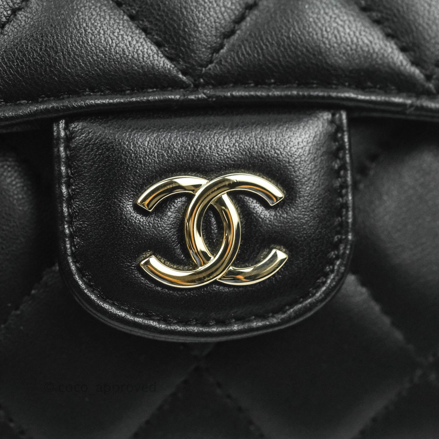 Chanel Mini Handle Clutch With Chain Black Lambskin Gold Hardware 22P