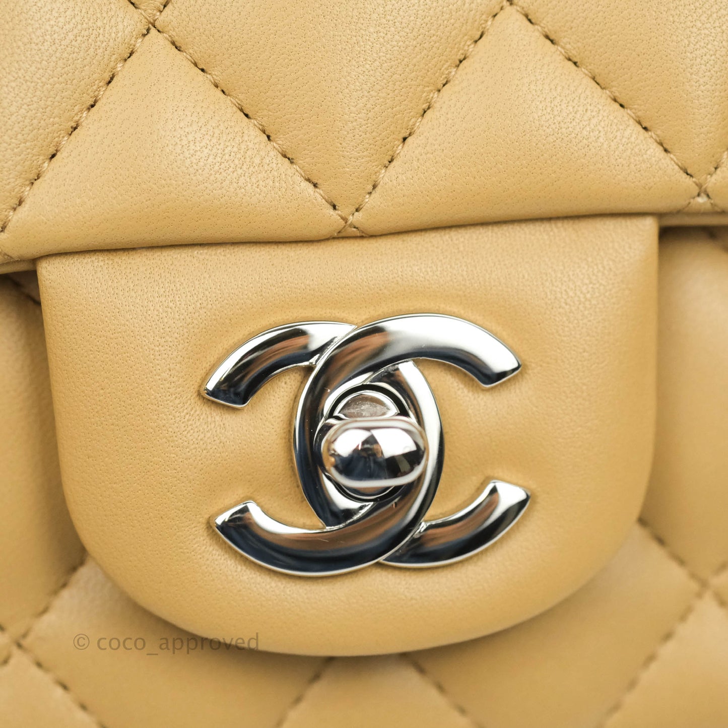 Chanel Quilted Mini Rectangular Lambskin Dark Beige Silver Hardware