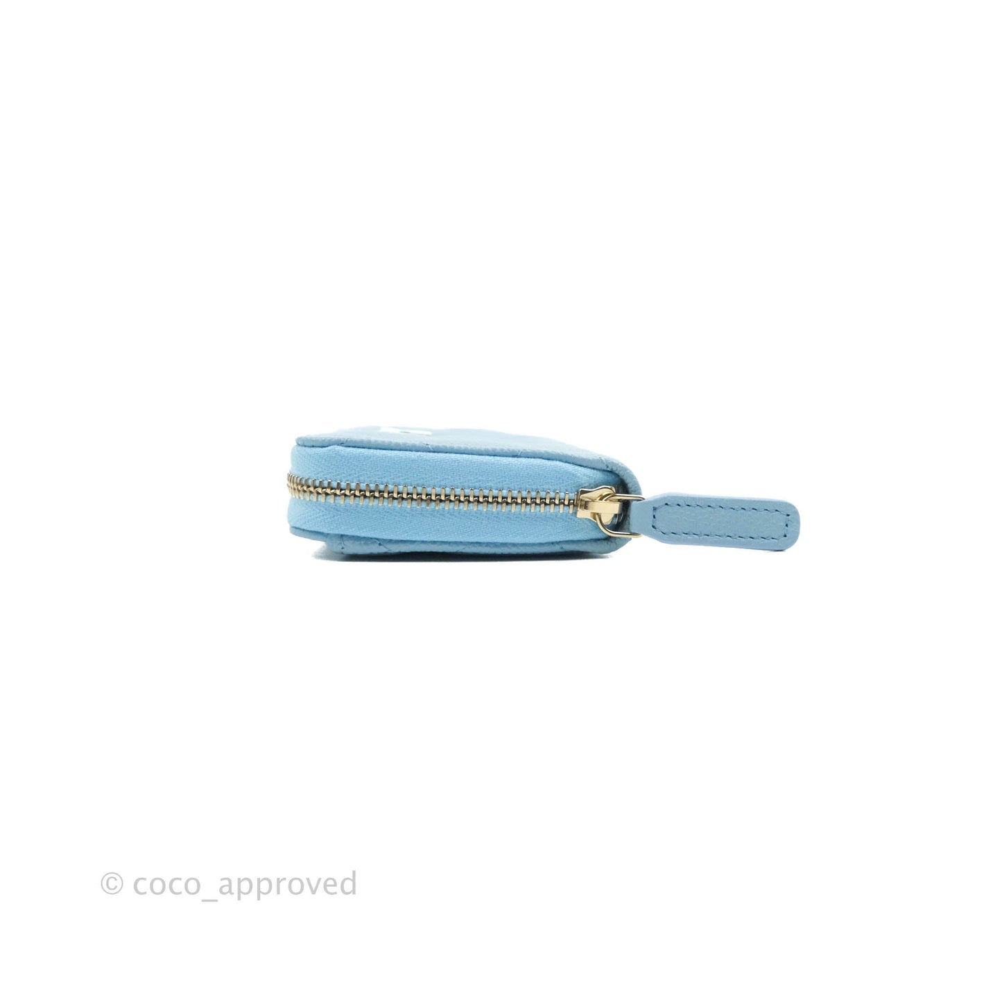 Chanel Classic Zipped Coin Purse Light Blue Caviar Gold Hardware