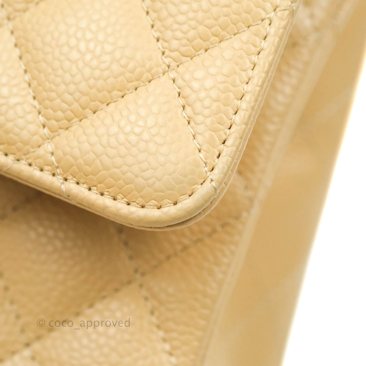 Chanel Classic M/L Medium Flap Quilted Beige Caviar Gold Hardware