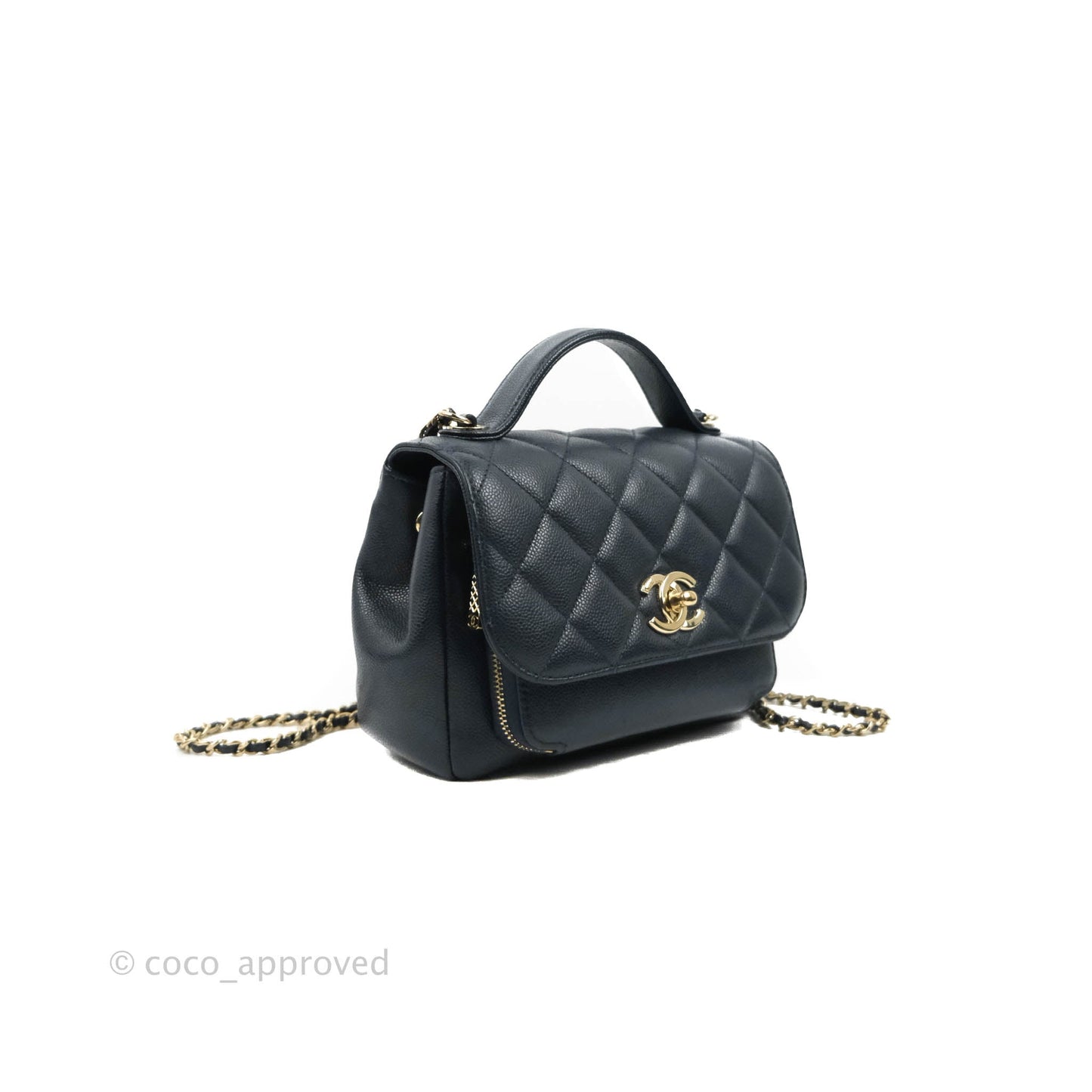 Chanel Quilted Small Business Affinity Flap Navy Caviar Gold Hardware