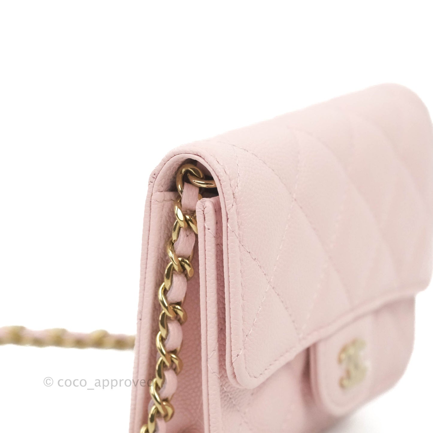 Chanel Mini Wallet With Chain Light Pink Caviar Gold Hardware