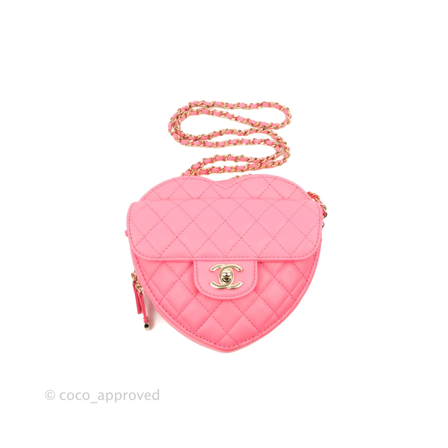 Chanel Large Heart Bag Pink Lambskin Gold Hardware 22S