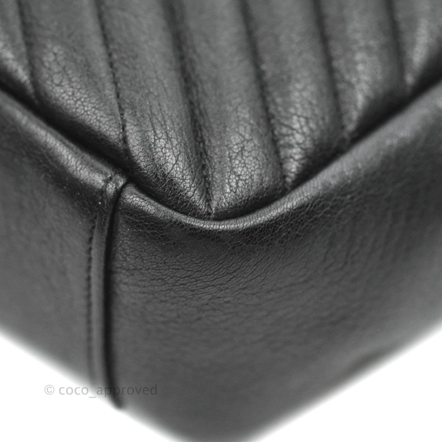 Saint Laurent Chevron Large College Black Chain Bag Ruthenium Hardware