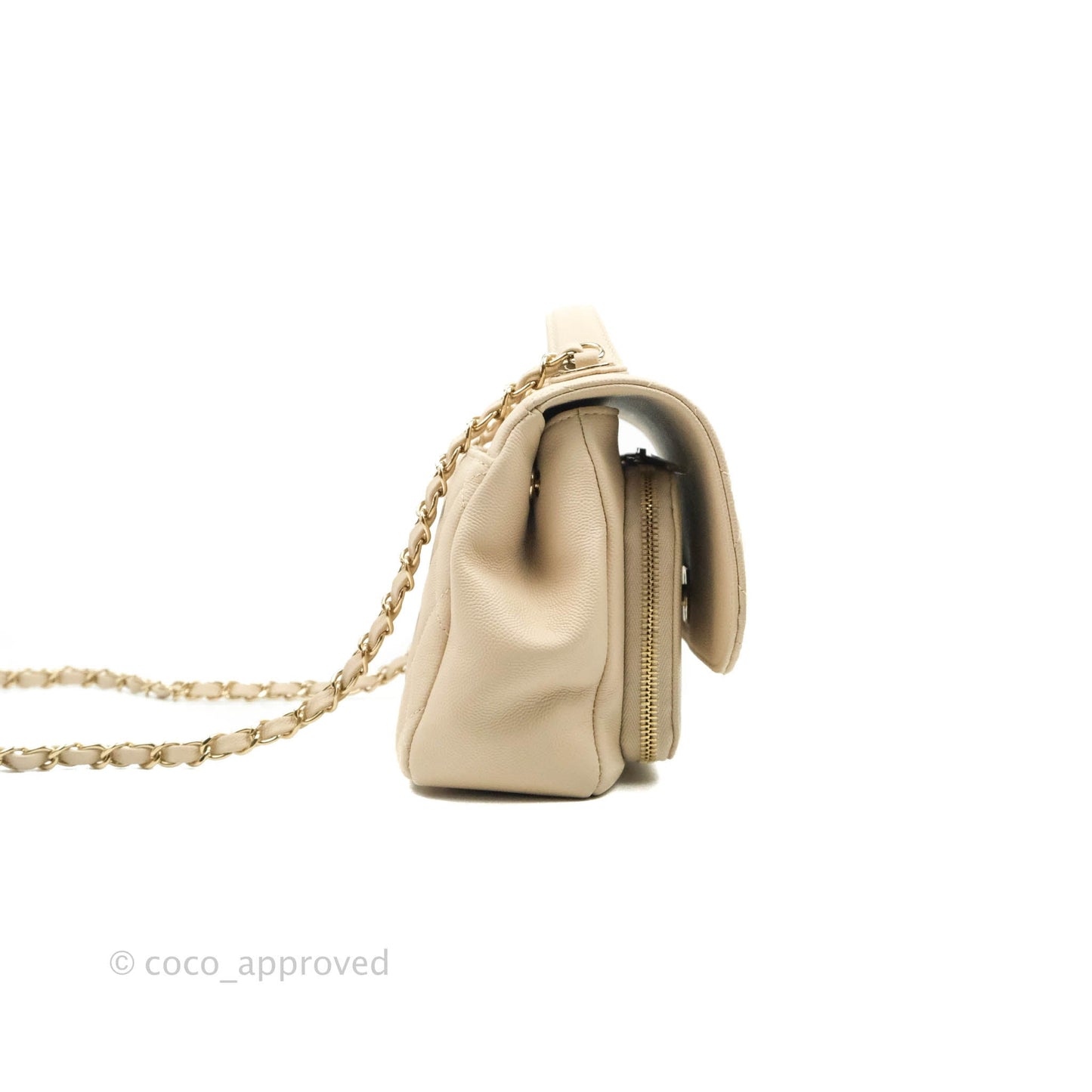 Chanel Quilted Medium Business Affinity Flap Light Beige Caviar Gold Hardware 20B