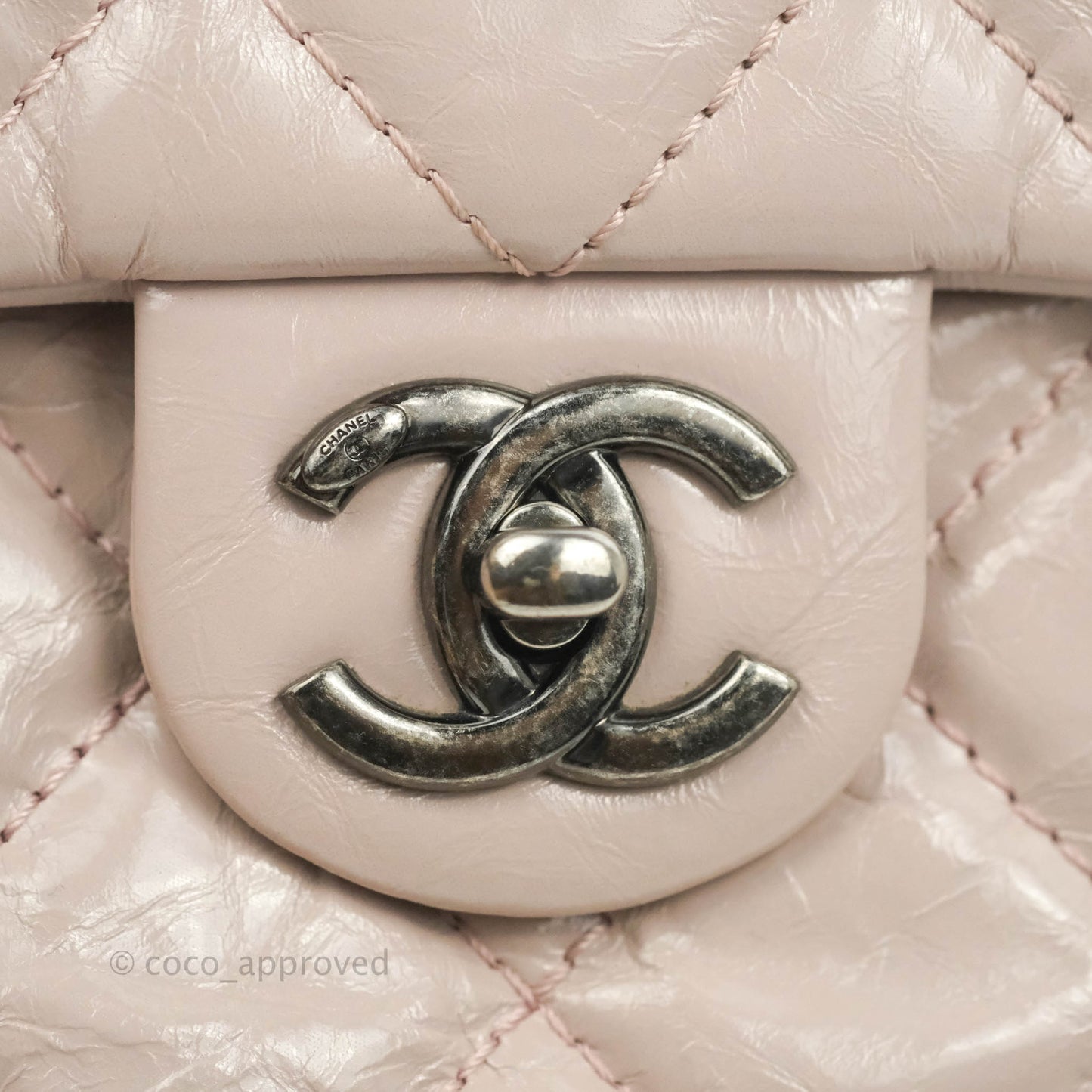 Chanel Mini Flap Nude Pink Crumpled Glazed Calfskin Ruthenium Hardware