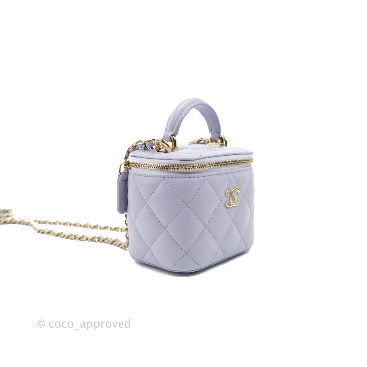 Chanel Mini Top Handle Vanity With Chain Lilac Lambskin Gold Hardware