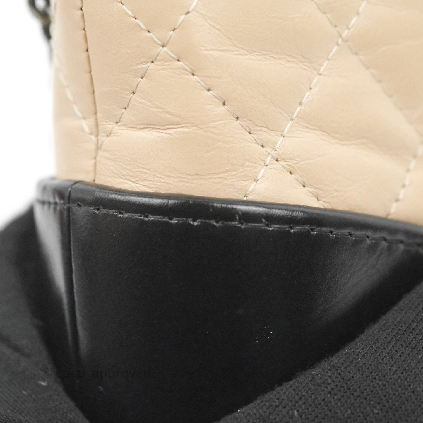 Chanel Gabrielle Clutch With Chain Aged Calfskin Beige/ Black Mixed Hardware
