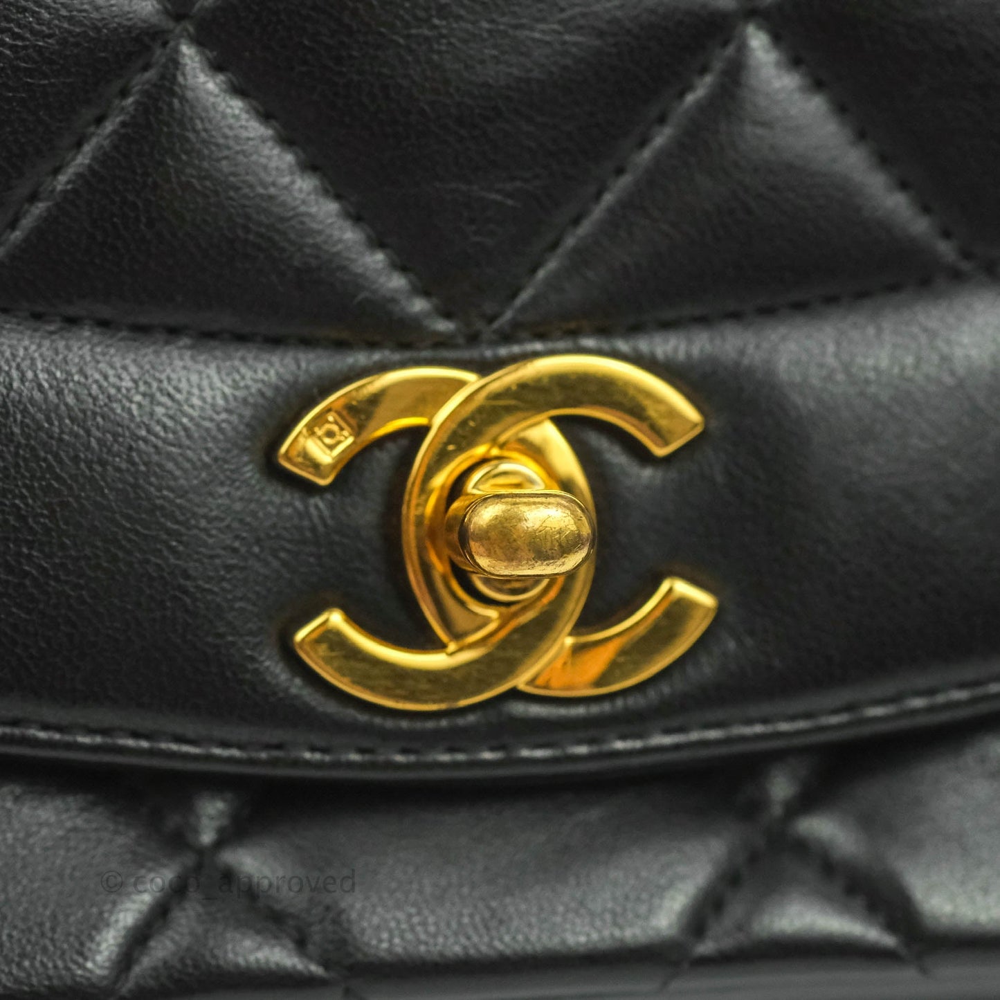 Chanel Black Quilted Lambskin Small Vintage Classic Diana Flap 24K Gold Hardware