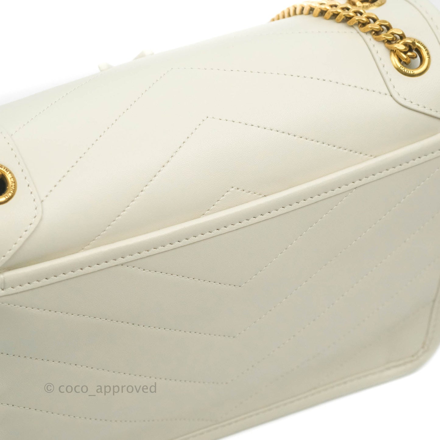 Saint Laurent Niki Baby Chain Bag Blanc Vintage Lambskin Gold Hardware