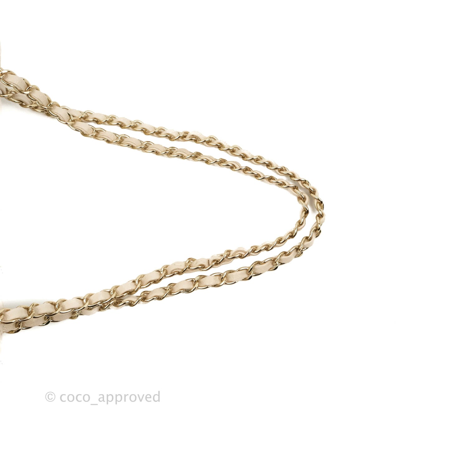 Chanel Classic M/L Medium Double Flap Chevron Ivory Caviar Gold Hardware