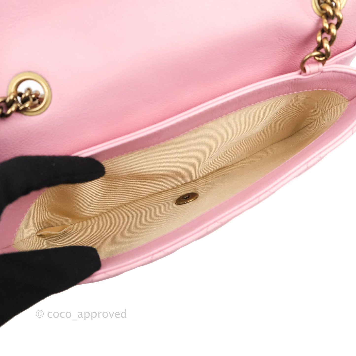 Chanel CC Crown Flap Pink Calfskin Antique Gold Hardware