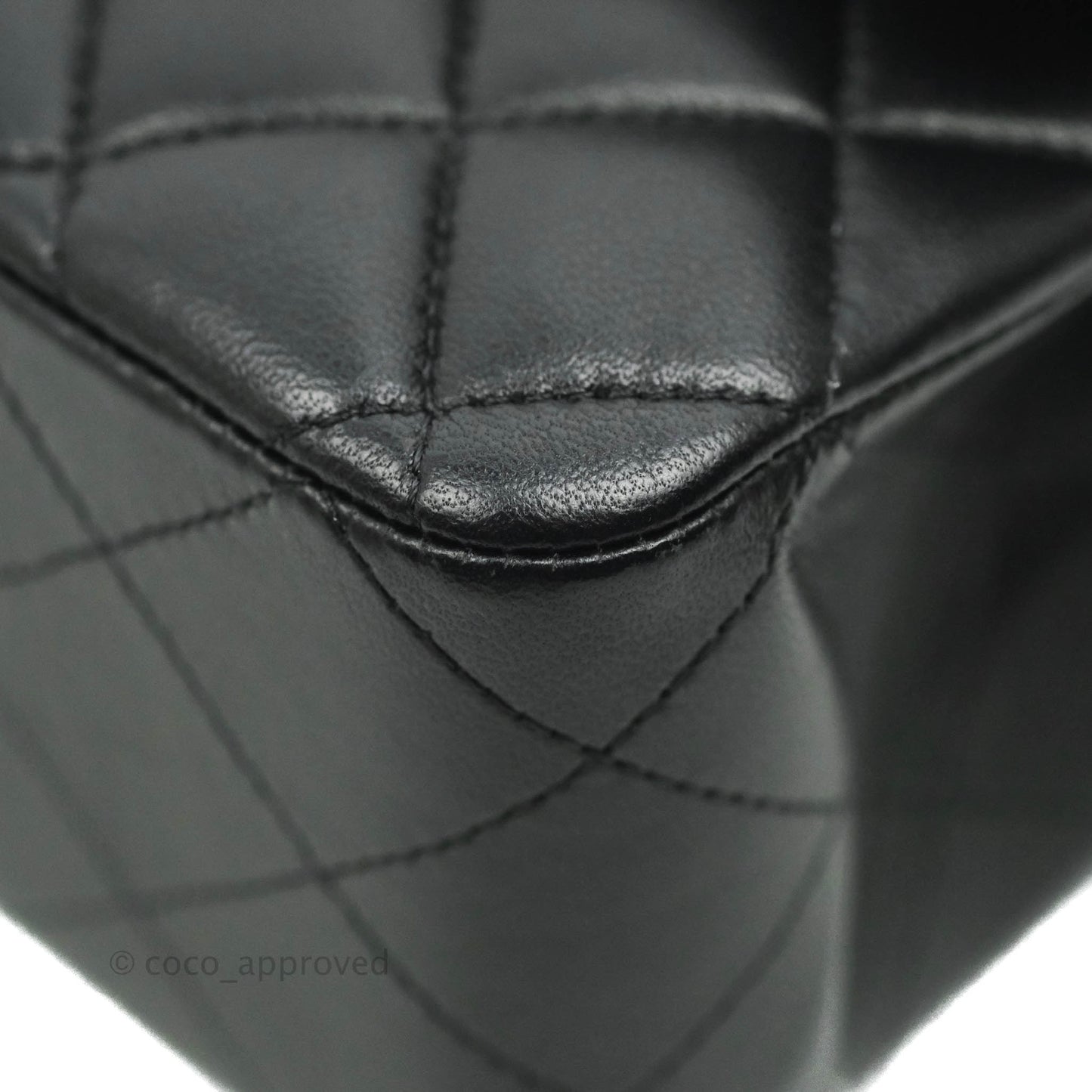 Chanel Classic M/L Medium Flap Quilted Black Lambskin Silver Hardware