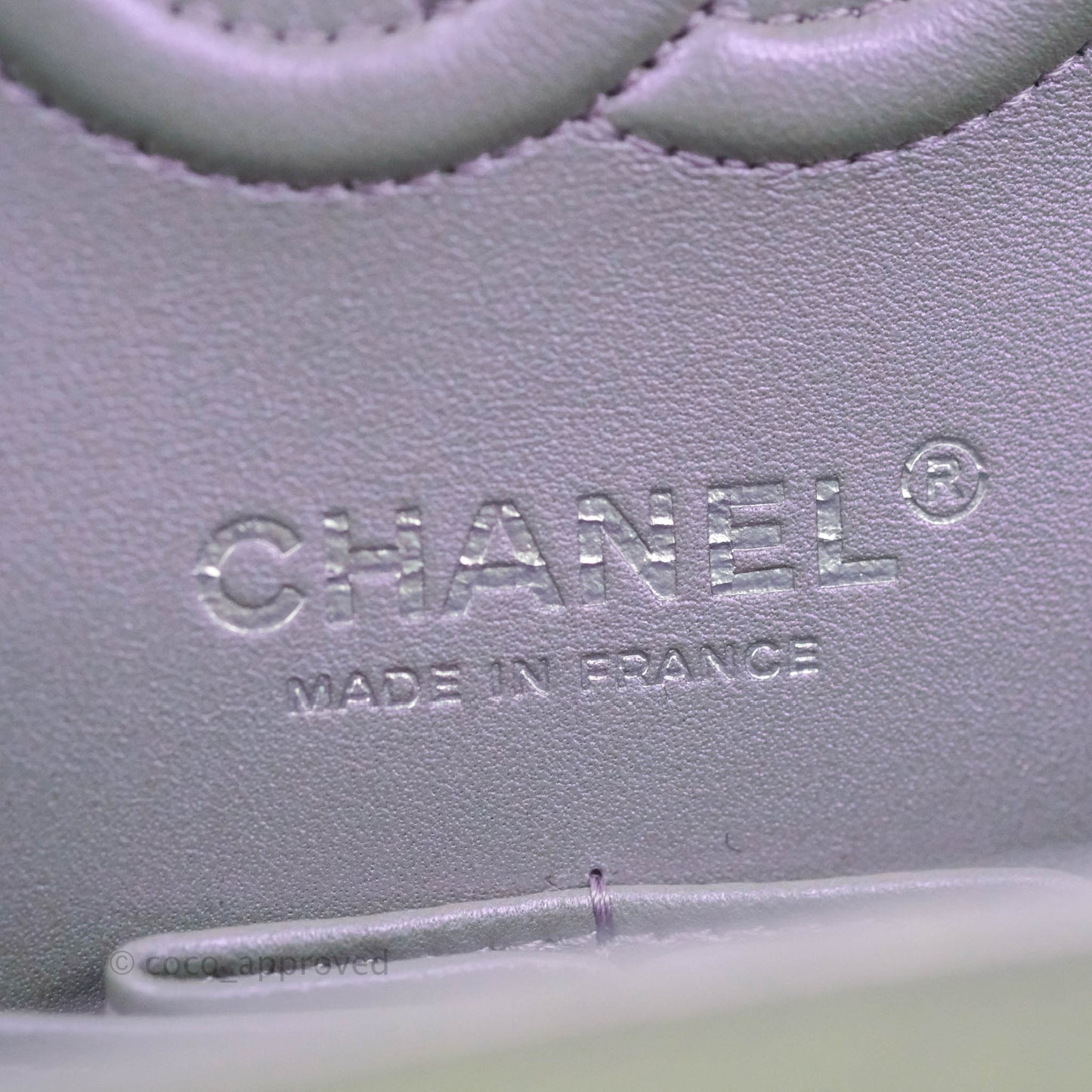 Chanel Small Classic Quilted Flap Metallic Iridescent White Lilac Silver Hardware