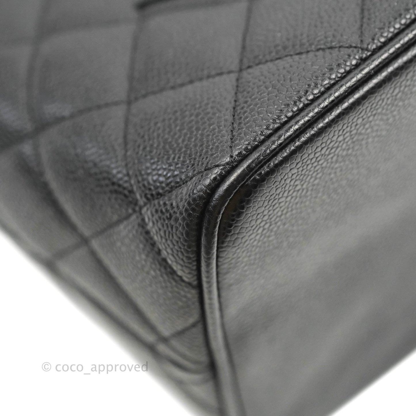Chanel Medallion Vintage CC Black Caviar Tote Bag Silver Hardware