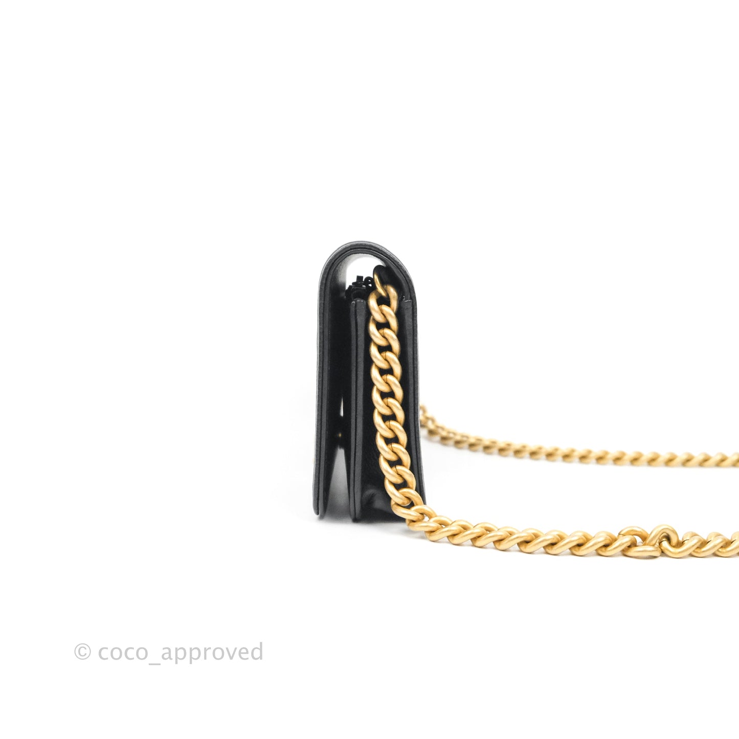 Chanel Mini Boy WOC Black Caviar Aged Gold Hardware