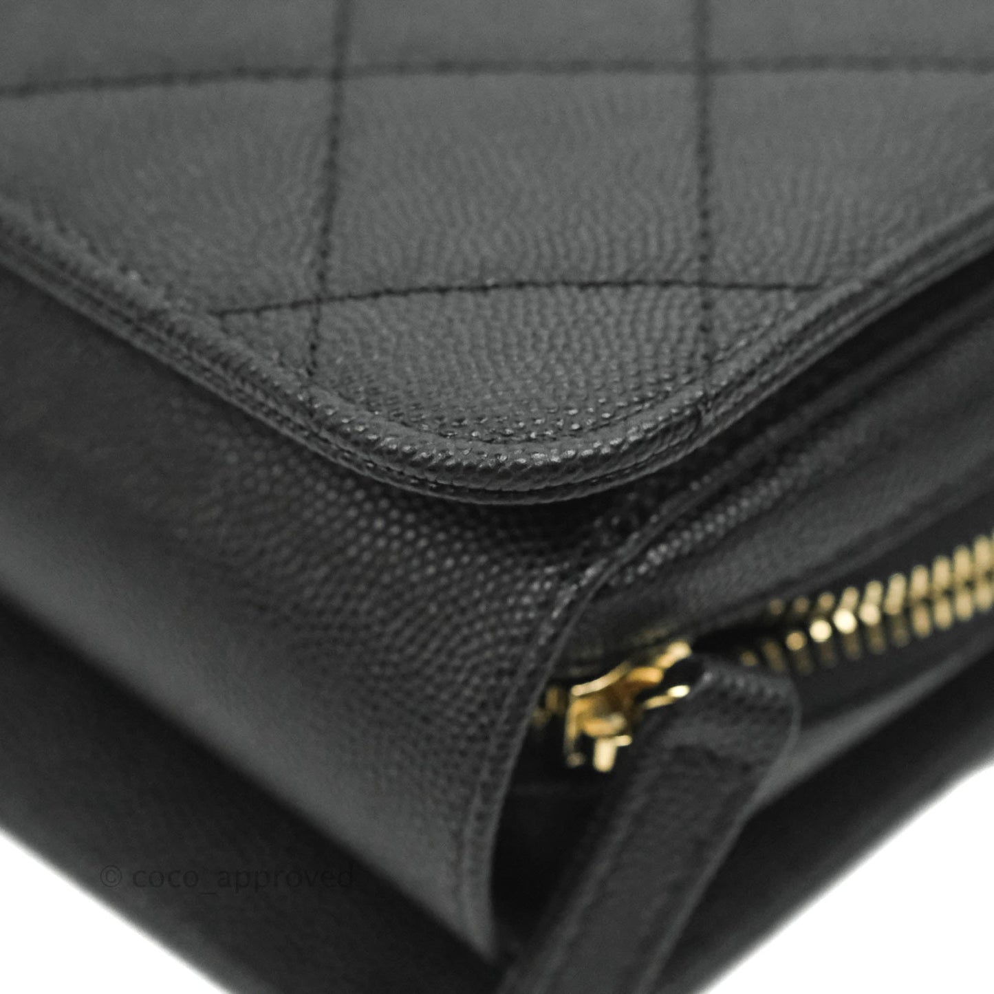Chanel Quilted Like The Wallet Medium Flap Black Caviar Gold Hardware 22C
