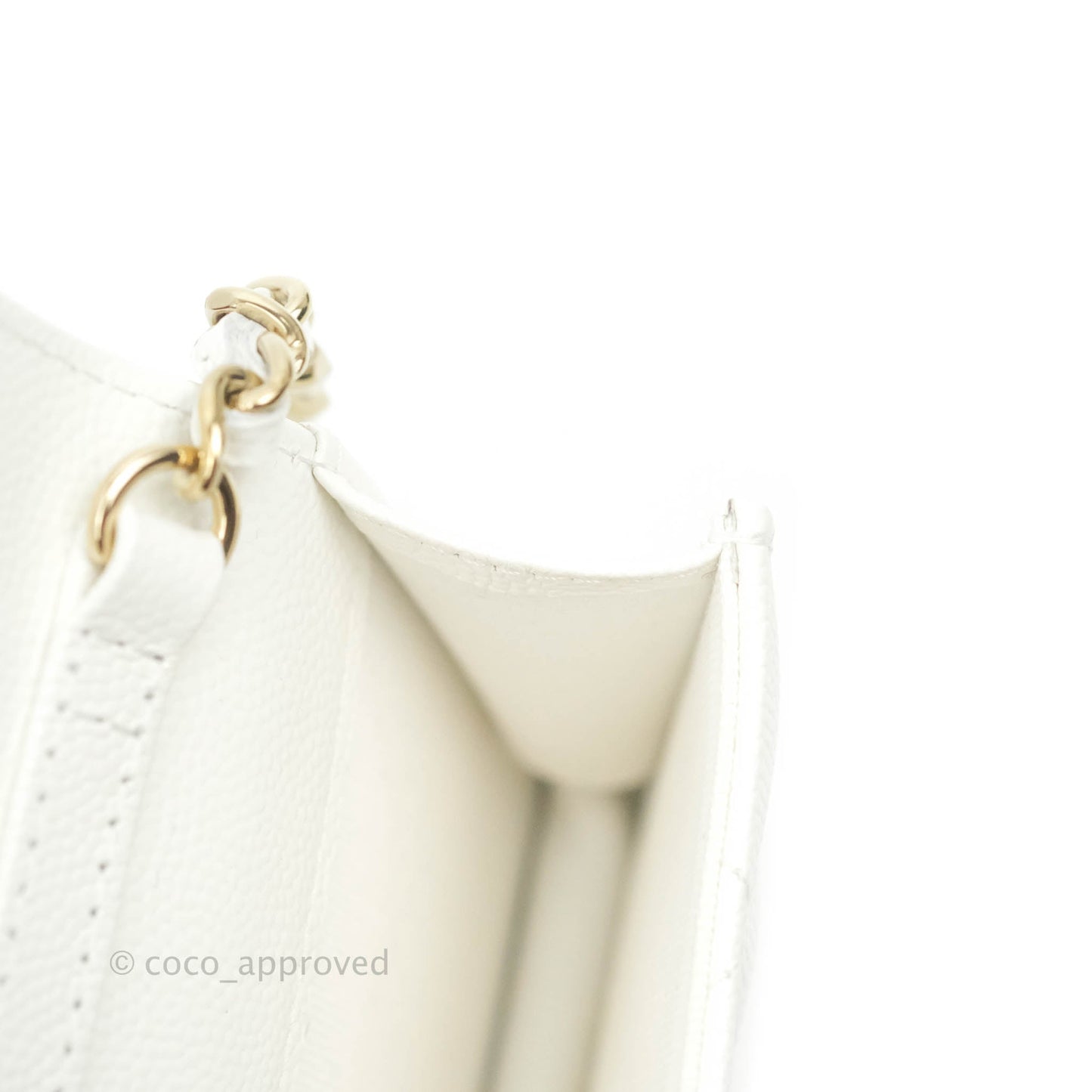 Chanel Mini Wallet With Chain White Caviar Gold Hardware