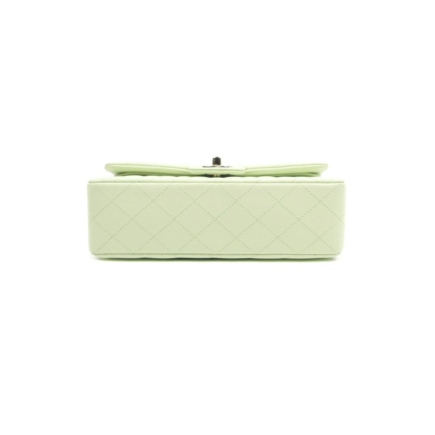 Chanel Small Classic Quilted Flap Mint Green Caviar Gold Hardware 22C