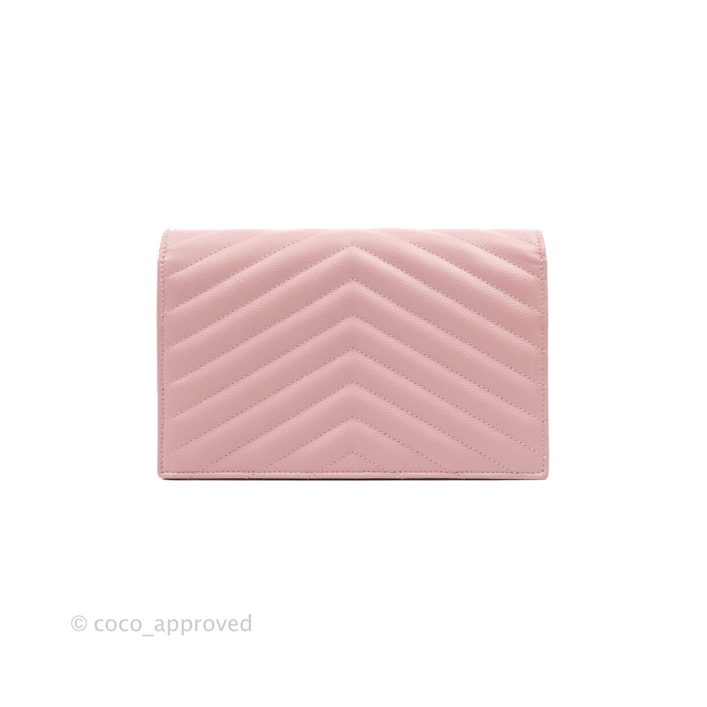 Saint Laurent Wallet on Chain Pink Grained Leather Gold Hardware