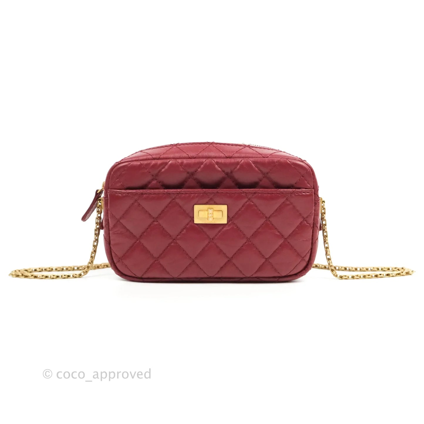 Chanel Quilted Mini Reissue Camera Case Red Aged Calfskin