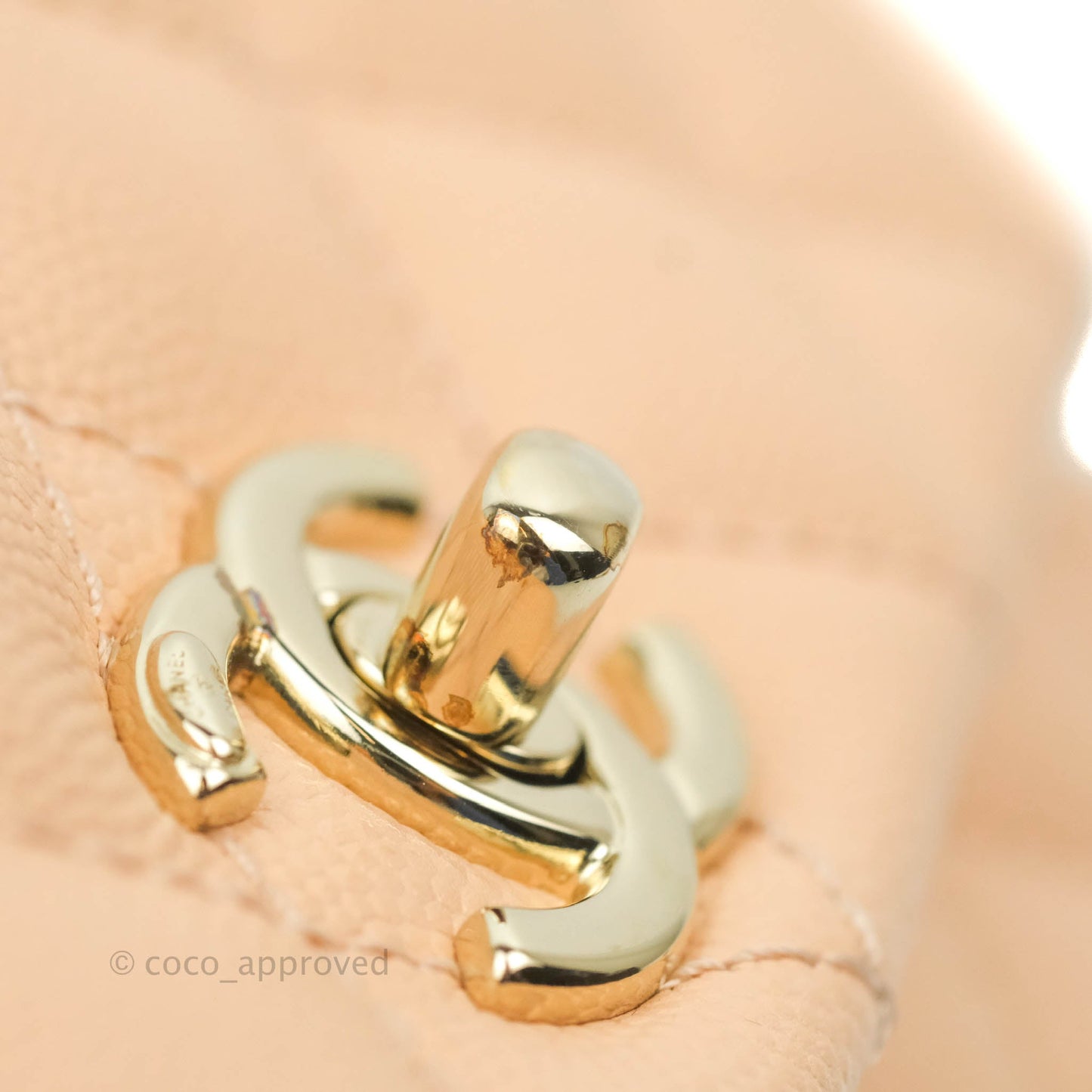 Chanel Mini Coco Handle Quilted Light Beige Pink Caviar Gold Hardware