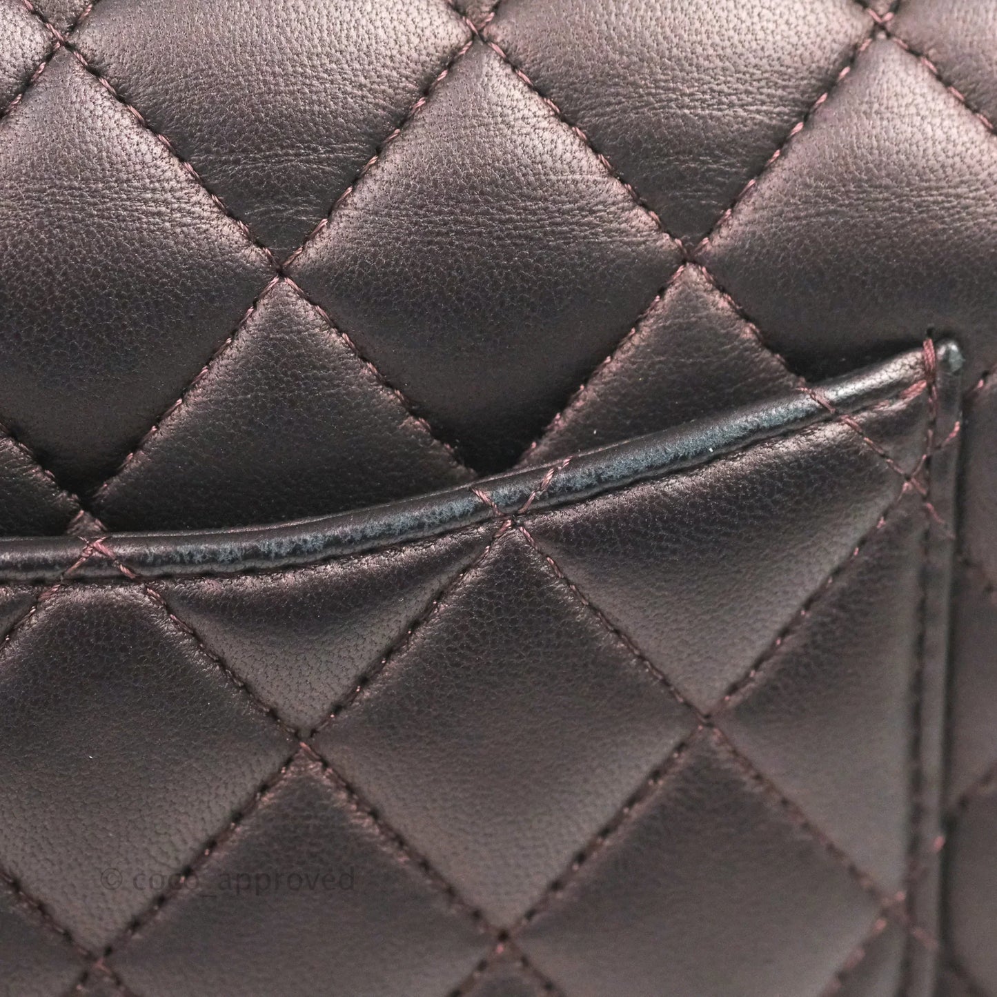 Chanel Top Handle Mini Rectangular Flap Bag Dark Purple Lambskin Gold Hardware