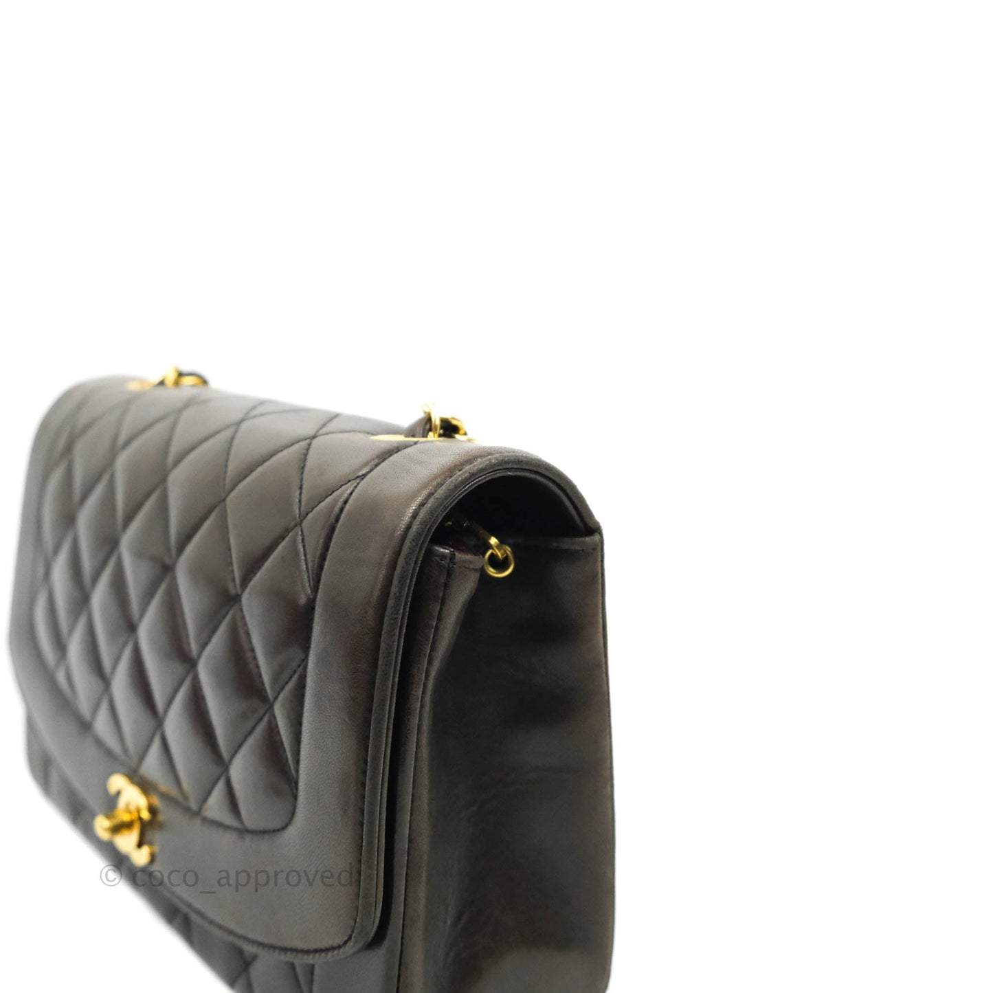 Chanel Vintage Quilted Medium Classic Diana Flap Bag Black Lambskin 24K Gold Harwdare