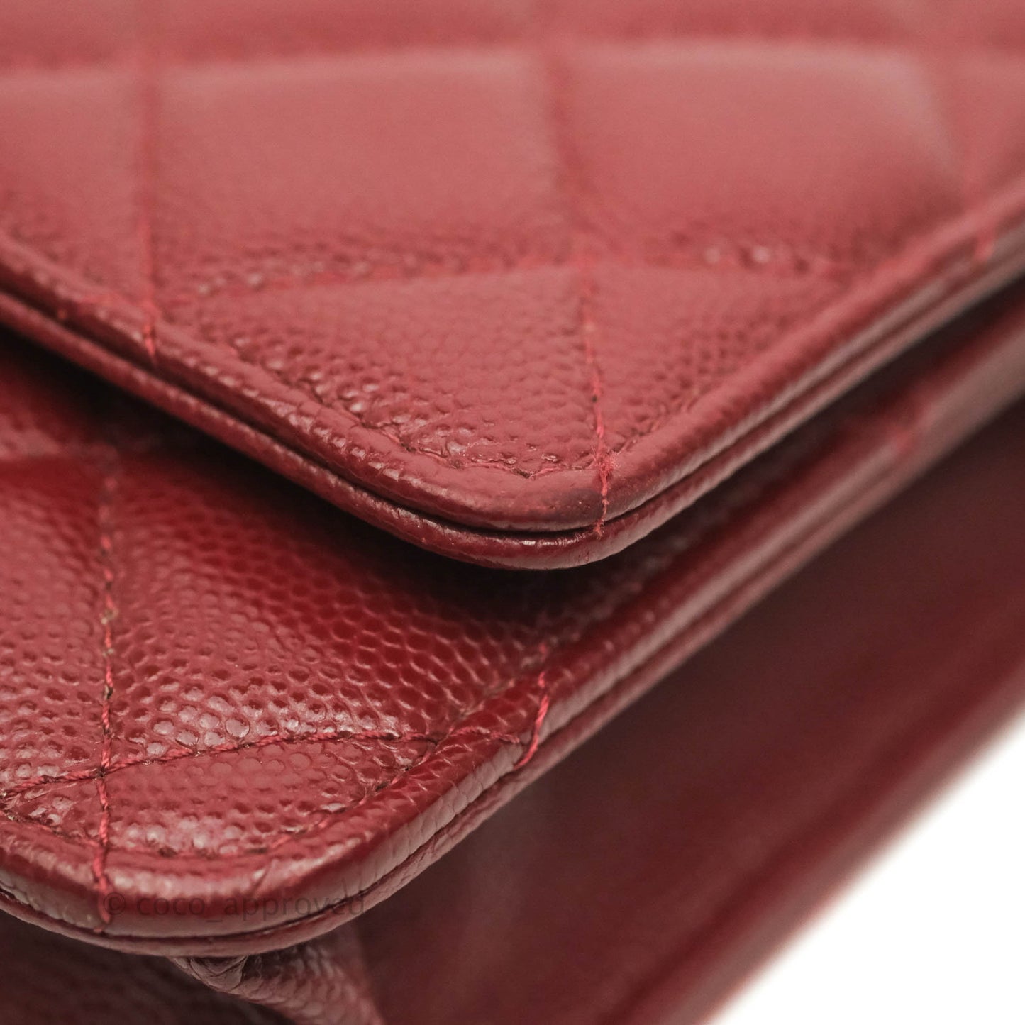 Chanel Quilted Wallet on Chain WOC Burgundy Caviar Gold Hardware