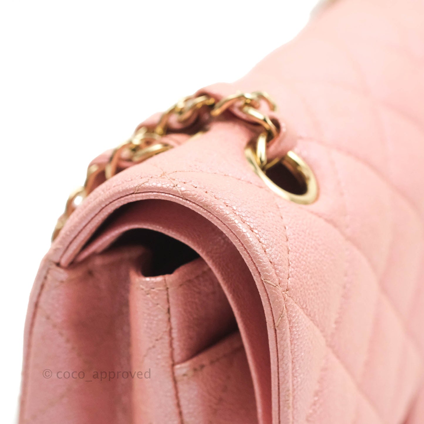 Chanel Small Classic Quilted Flap Iridescent Pink Caviar Gold Hardware 19S