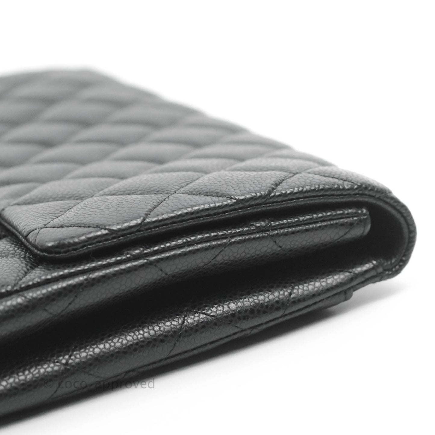 Chanel Quilted Clutch with Chain Black Caviar Silver Hardware