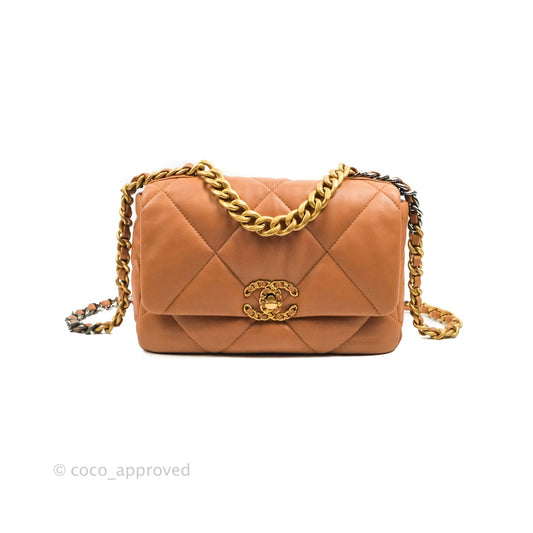 Chanel 19 Small Caramel Dark Beige Lambskin Mixed Hardware 21K