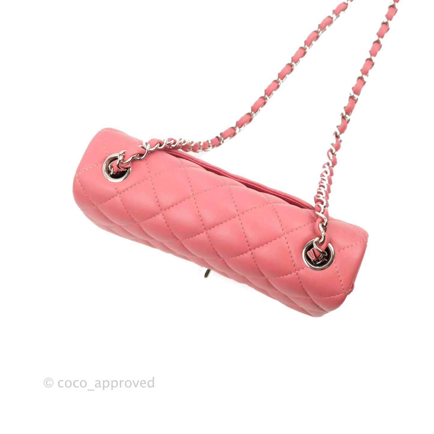 Chanel Quilted Mini Rectangular Flap Pink Lambskin Silver Hardware