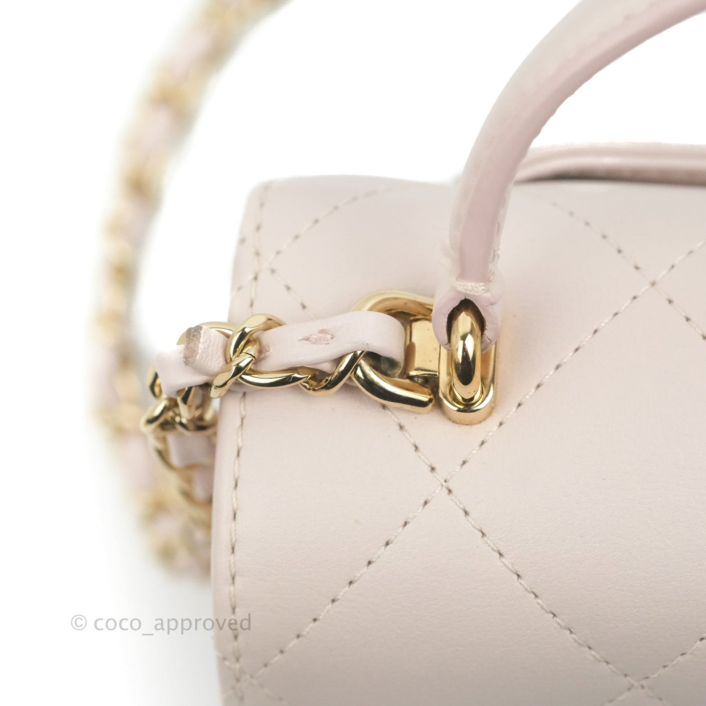 Chanel Small Coco Lady Quilted Flap Bag With Top Handle Light Pink Calfskin Gold Hardware