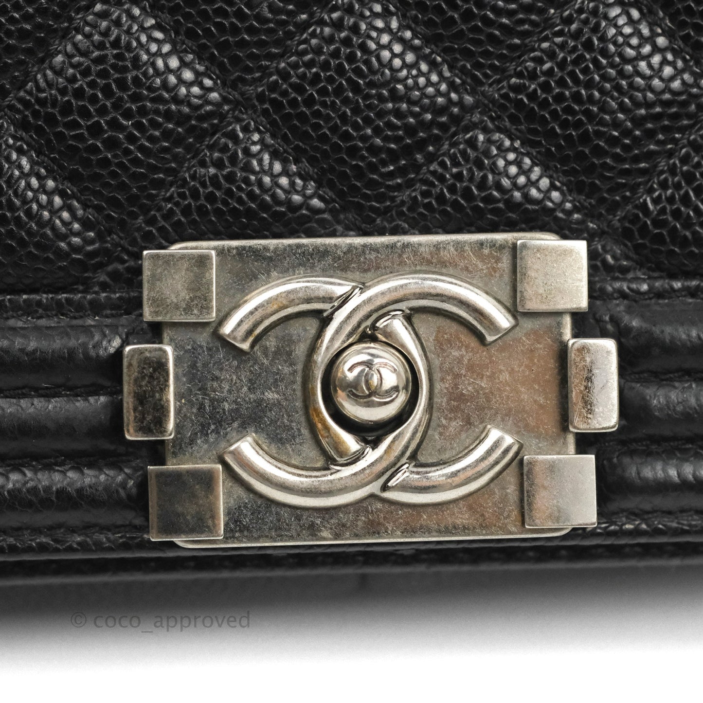 Chanel Quilted Medium Boy Black Caviar Ruthenium Hardware