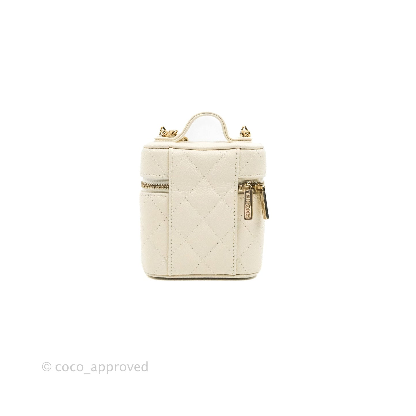 Chanel Quilted Small Handle With Care Vanity Case With Chain Ivory Caviar Gold Hardware