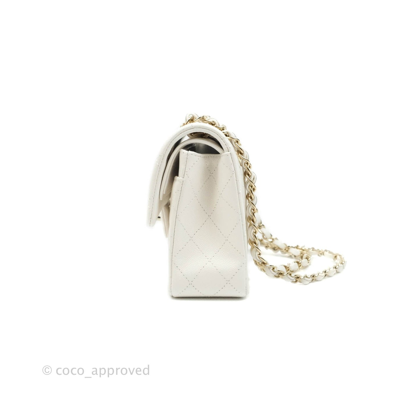 Chanel Classic Small S/M Flap White Caviar Gold Hardware 20S