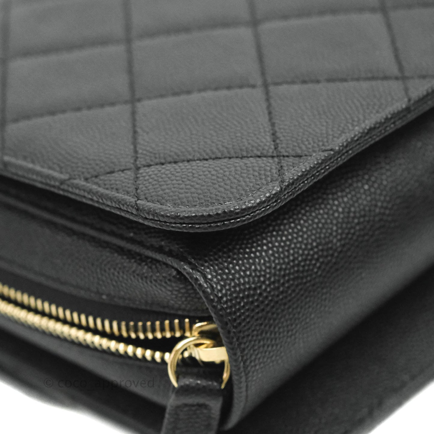 Chanel Quilted Like The Wallet Medium Flap Black Caviar Gold Hardware 22C