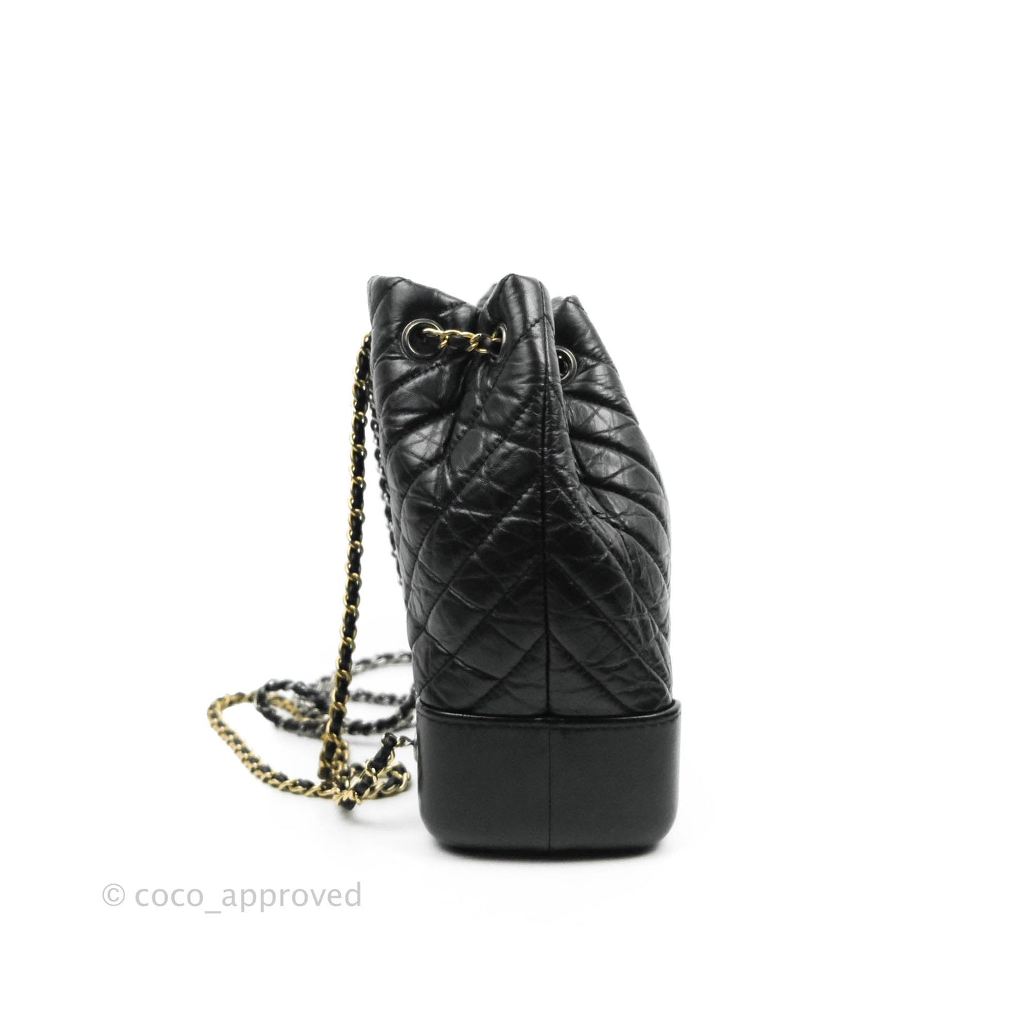 Chanel Chevron Small Gabrielle Backpack Black Aged Calfskin