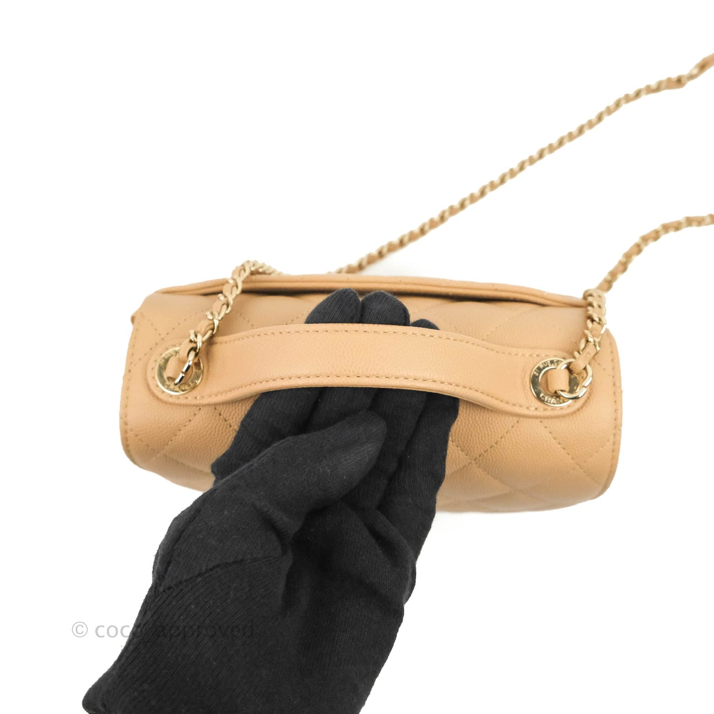 Chanel Quilted Small Business Affinity Flap Beige Caviar Gold Hardware