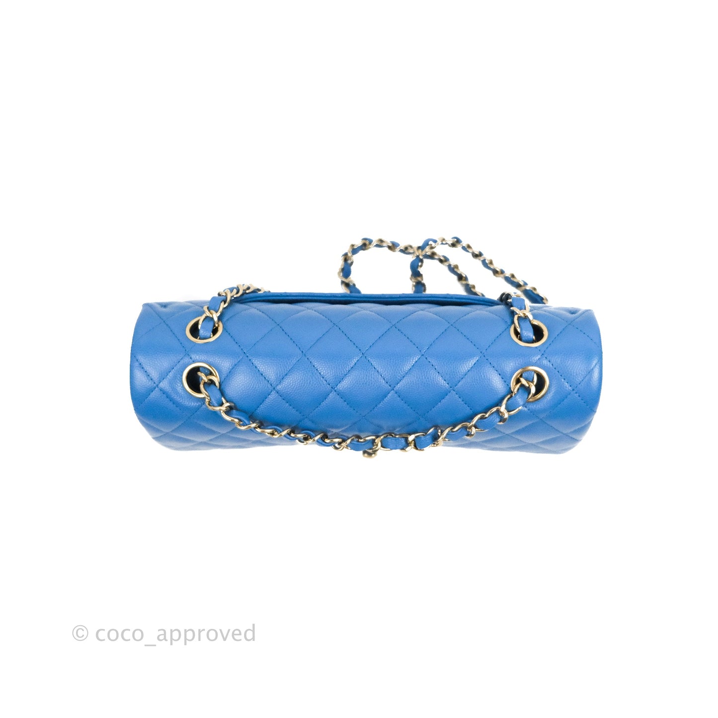Chanel Classic M/L Medium Flap Quilted Blue Caviar Gold Hardware 21P