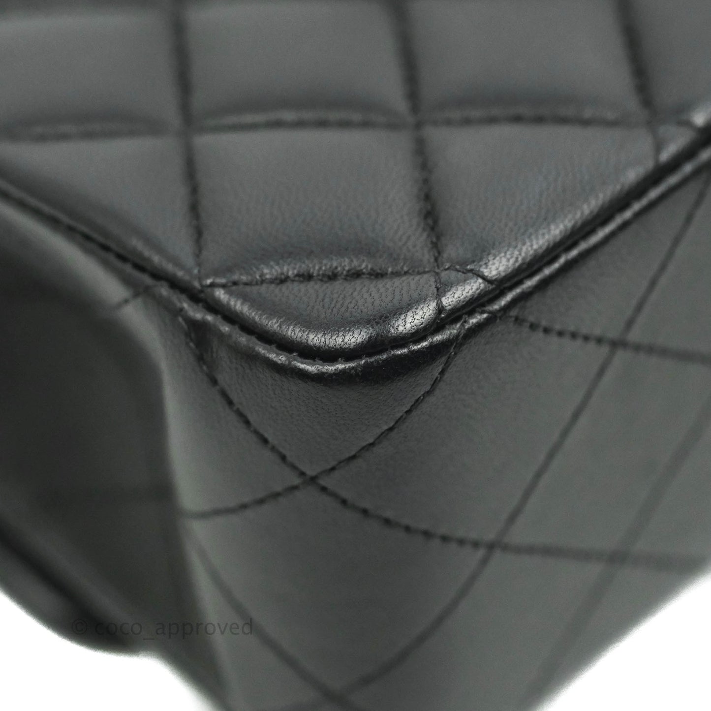 Chanel Classic M/L Medium Flap Quilted Black Lambskin Silver Hardware